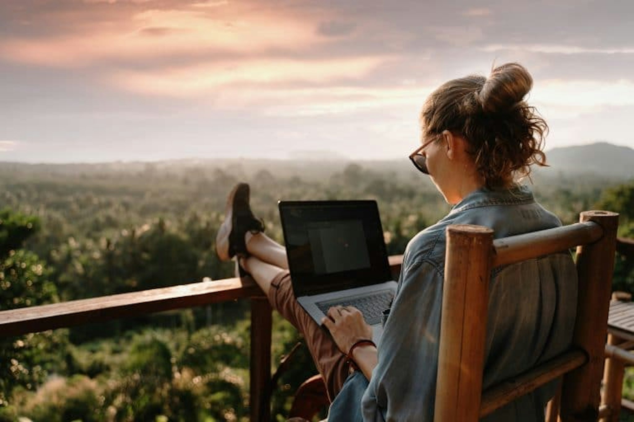Woman working remotely